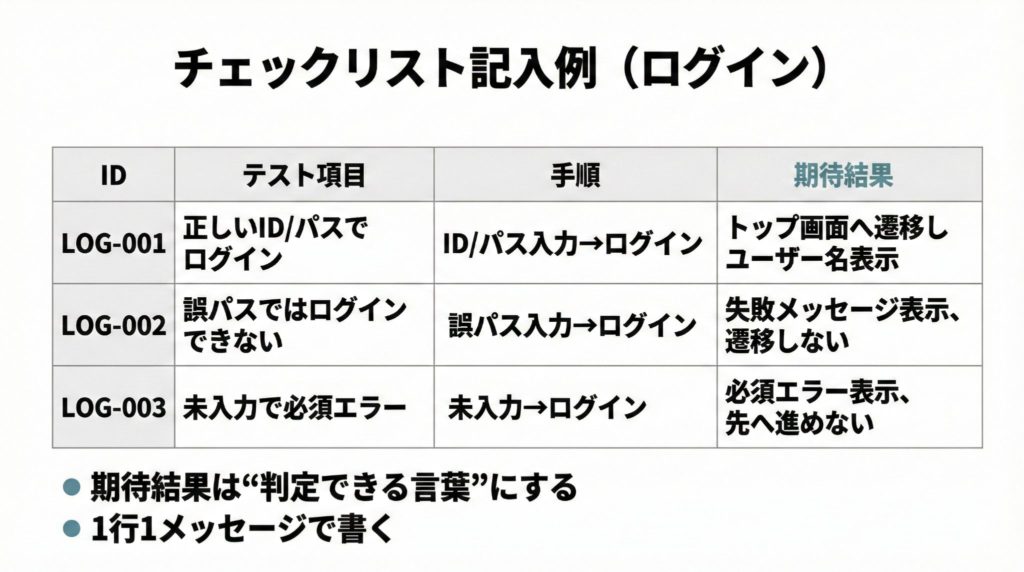 チェックリスト記入例