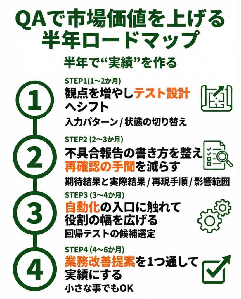 QAエンジニアが市場価値を上げる半年ロードマップ