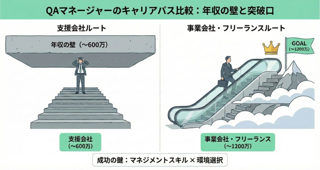 QAマネージャーの年収推移と支援会社・事業会社によるキャリアパスの違い